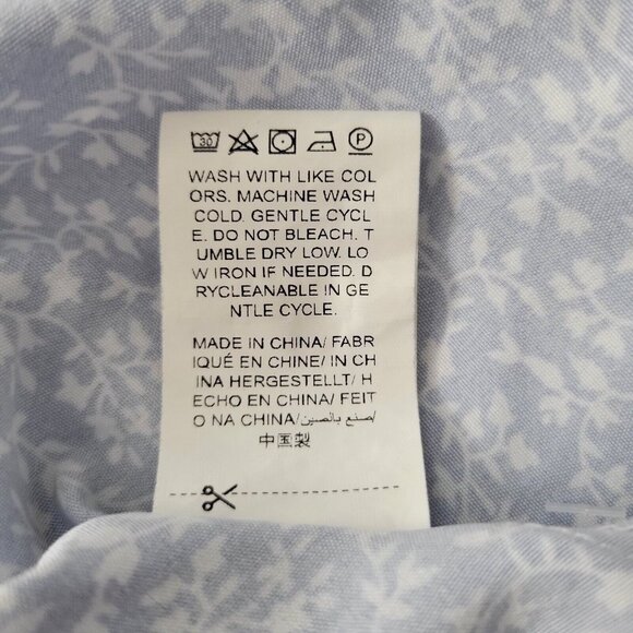 Blue Floral Dress Size S Back Zip Cottage Core Puffed Short Sleeve Off Shoulders - Picture 9 of 16